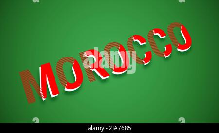 Texte marocain, illustration drapeau, fond rouge et vert marocain Banque D'Images