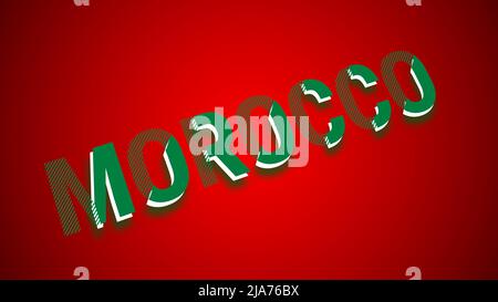 Texte marocain, illustration drapeau, fond rouge et vert marocain Banque D'Images