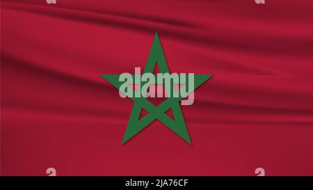 Drapeau marocain et emblème national. Avec une couleur marocaine harmonieuse Rouge et Vert Banque D'Images