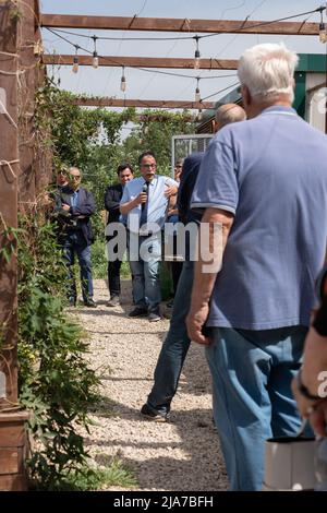 Naples, Italie. 28th mai 2022. Mobilisation lancée le 28 mai 2022 par Masseria Antonio Ferraioli d'Afragola après les menaces d'extorsion reçues et pour souligner que la jonction d'autoroute pour atteindre l'Ikea d'Afragola devra être construite dans une zone différente pour assurer la survie des biens confisqués. Crédit : Agence photo indépendante/Alamy Live News Banque D'Images