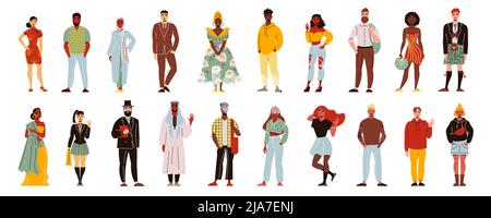 Différentes personnes de nationalité ensemble avec des personnages humains isolés de différentes races couleur de peau et religion habits illustration vectorielle Illustration de Vecteur