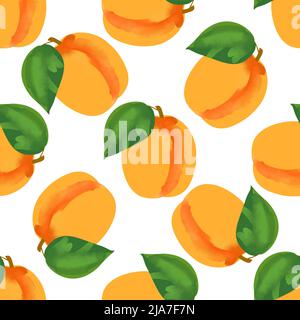 Motif sans couture avec illustration abricot sur fond noir Illustration de Vecteur