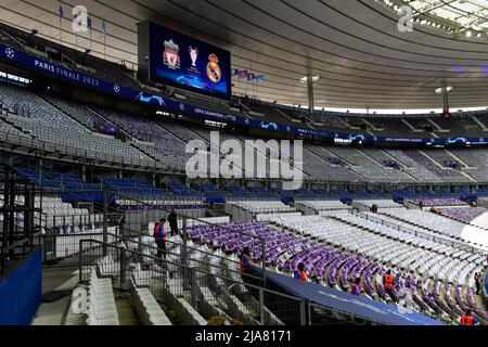 Paris, France. 28th mai 2022. Le Stade de France est prêt pour la finale de la Ligue des champions de l'UEFA entre Liverpool et le Real Madrid à Paris. (Crédit photo : Gonzales photo/Alamy Live News Banque D'Images