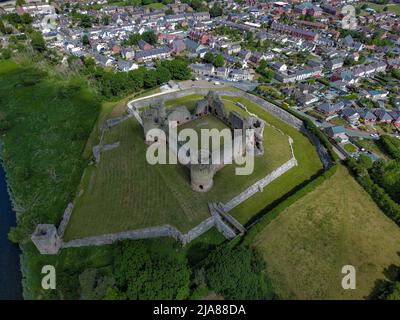 Château de Rhuddlan / Castell Rhuddlan Aerial Drone photos Banque D'Images