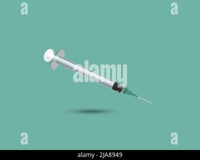 Seringue jetable médicale avec aiguille. Seringue médicale en plastique pour injection vaccin Corona, diabète, protection contre le virus de la grippe. Banque D'Images