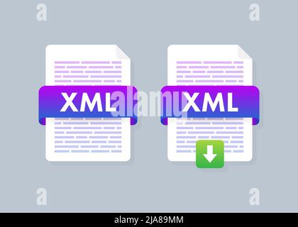 Xml plat pour la conception du papier. Illustration vectorielle isométrique plate. Elément de conception. Illustration isométrique de la technologie informatique. Illustration de Vecteur