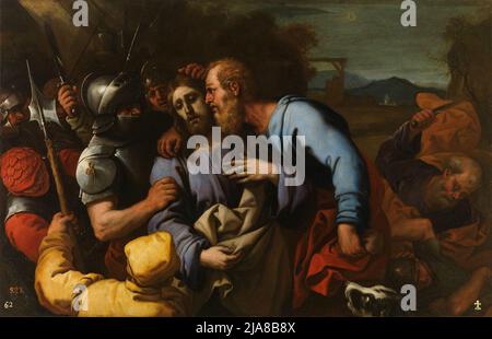 Le Kiss de Judas par Luca Giordano dépeint le Kiss d'identification de Judas dans le jardin de Gethsemane Banque D'Images