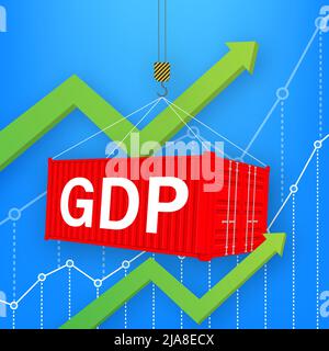 Croissance PIB.Produit intérieur brut.Budget du gouvernement.Augmentation du budget financier annuel.Illustration du stock vectoriel. Illustration de Vecteur