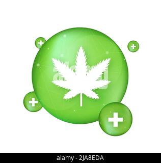 Icône du logo de vecteur de feuille de cannabis créatif. Modèle pour le cannabidiol à base de CBD. Illustration vectorielle. Illustration de Vecteur