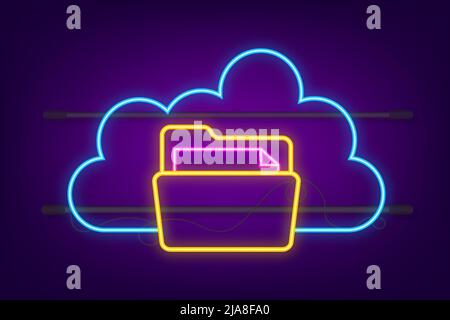 Des fichiers en nuage, une conception parfaite pour toutes les applications. Infographie abstraite. Technologie Internet. Icône néon. Bannière Web. Illustration de Vecteur