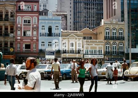 Vieux bâtiments dans le centre de Rio de Janeiro, Brésil 1980 Banque D'Images