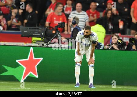 Paris, France. 28th mai 2022. Karim Benzema (Real Madrid) Lors du match de l'UEFA Champions League entre Liverpool 0-1 Real Madrid au Stade de France le 28 mai 2022 à Paris, France. (Photo de Maurizio Borsari/AFLO) crédit: AFLO Co. Ltd./Alay Live News Banque D'Images