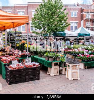 Epsom Surrey, Londres, Royaume-Uni, mai 28 2022, People Shopping at an Outdoor fruit and Vegetable Market Staall Banque D'Images