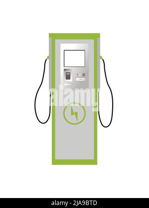 Station de charge pour la charge de véhicules électriques. Alimentation électrique pour la charge de véhicules électriques. Illustration vectorielle plate. Illustration de Vecteur
