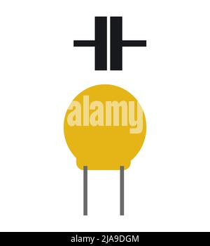 Condensateur. Composant radio. Circuit électronique de la radio. Désignation symbolique. Isolé sur fond blanc. Icône d'objet unique. Vecteur. Illustration de Vecteur
