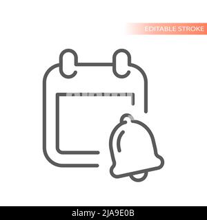 Icône de vecteur de ligne de rappel de calendrier et de cloche. Symbole de gestion du temps, de planification et de tâche métier. Illustration de Vecteur