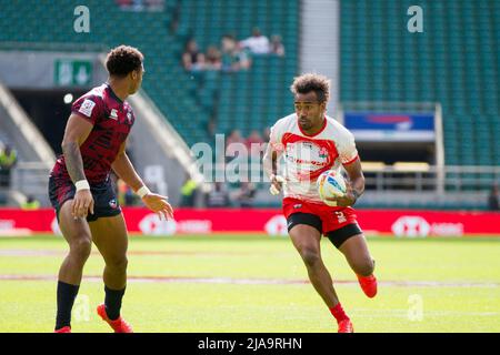 Londres, Royaume-Uni. 29th mai 2022. Kameli Raravou Latianara Soejima (JPN) avec le ballon pendant les États-Unis v JPN 9th place QF le deuxième jour de la HSBC London Sevens. La HSBC London Sevens World Series at revient à Twickenham pour son tournoi de 20th et le premier depuis 2019. Crédit : Elsie Kibue/Alay Live News Banque D'Images