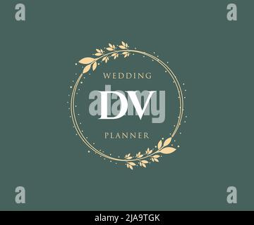 DV initiales lettre mariage monogramme collection de logos, dessin à la main moderne minimaliste et modèles floraux pour cartes d'invitation, Save the Date, élégant Illustration de Vecteur