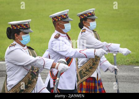 Katmandou, Népal. 29th mai 2022. Le 29 mai 2022 à Katmandou, Népal. Des membres de l'équipe de l'armée népalaise participent à la parade lors de la célébration du jour de la République 15th au Pavillon de l'armée. (Photo de Abhishek Maharajan/Sipa USA) crédit: SIPA USA/Alay Live News Banque D'Images