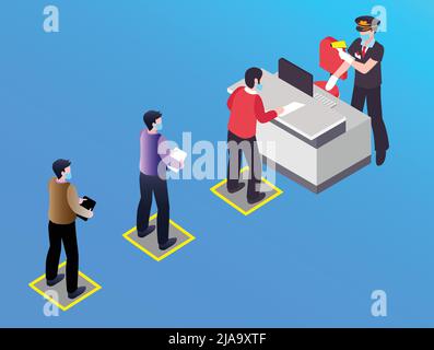 Contrôle de la température pour les daisies de 19 covid. Vérifiez la sécurité du virus corona au bureau avec un thermomètre. Affiche de sensibilisation sur la numérisation thermique. S Illustration de Vecteur