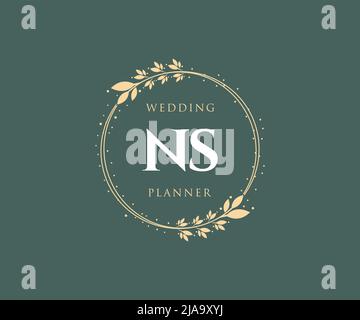 NS initiales lettre mariage monogramme collection de logos, dessin à la main moderne minimaliste et modèles floraux pour cartes d'invitation, Save the Date, élégant Illustration de Vecteur