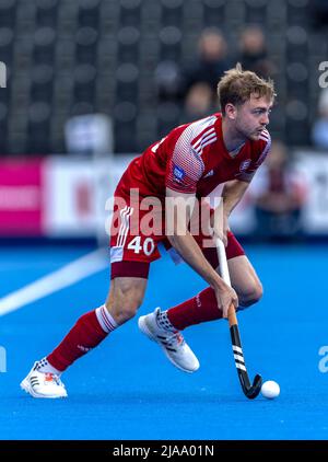 Jack Turner en action pendant le match de la FIH Hockey Pro League à Lee Valley, Londres. Date de la photo: Samedi 28 mai 2022. Banque D'Images