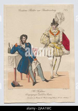 M. Fichtner en tant que doppelganger et Don Carlos (photo de costume no 7 pour le journal de théâtre). Andreas Geiger (1765-1856), Copper Engraver, après: Johann Christian Schoeller (1782-1851), artiste Banque D'Images