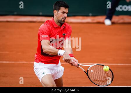 Paris, France. 29th mai 2022. Novak DJOKOVIC de Serbie pendant le huitième jour de Roland-Garros 2022, French Open 2022, Grand Chelem Tournoi de tennis le 29 mai 2022 au stade Roland-Garros à Paris, France - photo Matthieu Mirville/DPPI crédit: DPPI Media/Alay Live News Banque D'Images