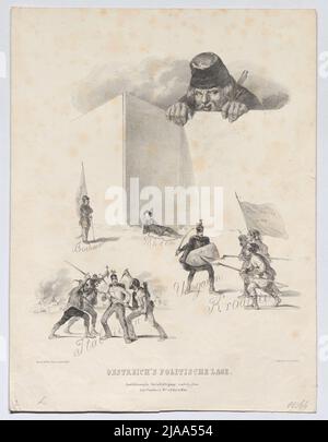 "La situation politique d'Oestreich." (Caricature sur la Révolution 1848). Josef d. J. Lanzedelly (Lanzedelli; Lancedelli) (1807-1879), lithographe, Jakob Loder, Imprimeur, La veuve d'Anton Paterno, maison d'édition Banque D'Images