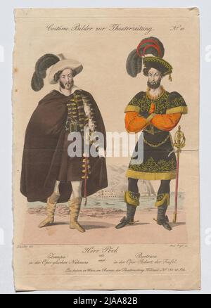 M. Pöck en tant que Zampa dans l'Opéra Gleichmens et Bertram dans l'Opéra Robert der Teufel (photo de costume n° 10 pour le journal de théâtre). Andreas Geiger (1765-1856), Copper Engraver, après: Johann Christian Schoeller (1782-1851), artiste Banque D'Images