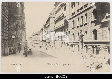 4th, Johann-Strauß-Gasse-vue vers Wiedner Hauptstraße, carte postale. Sperlings Postkartenverlag (M. M. S.), producteur Banque D'Images