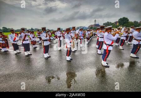 Katmandou, Bagmati, Népal. 29th mai 2022. Les membres du groupe musical participent à la célébration de la Journée de la République à Katmandou, Népal, le 29 mai 2022 la Journée de la République commémore la date à laquelle la première réunion de l'Assemblée constituante du Népal a eu lieu le 28 mai 2008, Qui a mis fin au règne de 240 ans des rois Shah et a déclaré le Népal une république. (Credit image: © Sunil Sharma/ZUMA Press Wire) Credit: ZUMA Press, Inc./Alamy Live News Banque D'Images