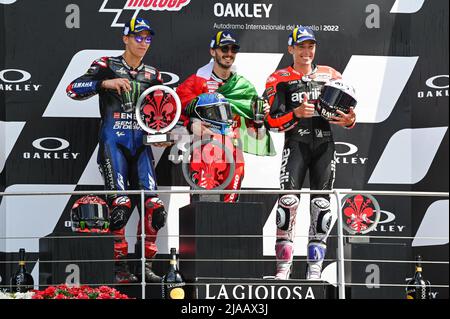 Circuit international de Mugello, Scarperia (FI), Italie, 29 mai 2022, Le podium de MotoGP avec Espargaro Aleix Spa Aprilia Racing Aprilia (troisième place) Banque D'Images