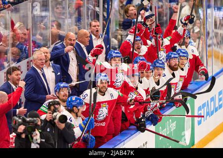 Tampere, Finlande. 29th mai 2022. L'équipe CZE célèbre la victoire dans le match de médaille de bronze RÉPUBLIQUE TCHÈQUE - États-Unis finale du CHAMPIONNAT DU MONDE DE HOCKEY SUR GLACE de l'IIHF à Tampere, Finlande, 29 mai 2022, saison 8-4 2021/2022 crédit: Peter Schatz/Alay Live News Banque D'Images