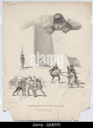 "La situation politique d'Oestreich." (Caricature sur la Révolution 1848). Josef d. J. Lanzedelly (Lanzedelli; Lancedelli) (1807-1879), lithographe, Jakob Loder, Imprimeur, La veuve d'Anton Paterno, maison d'édition Banque D'Images