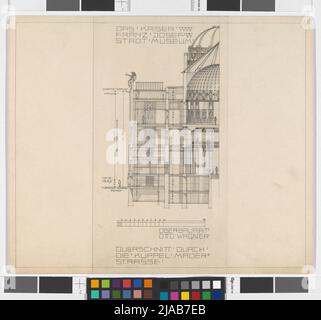 Empereur Franz Josef-Stadtmuseum, grand projet, deuxième variante, coupe transversale à travers le dôme. Otto Wagner (1841-1918), architecte Banque D'Images