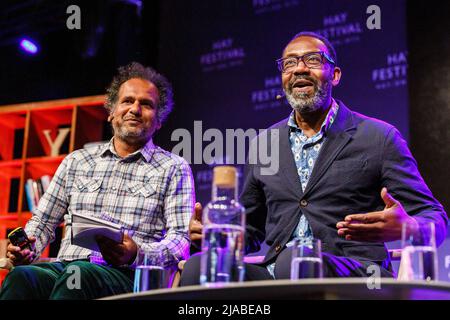 Lenny Henry parle de mon nom est Leon au Hay Festival 35th. Banque D'Images