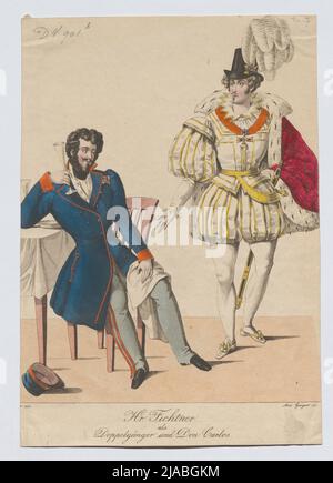 M. Fichtner en tant que doppelganger et Don Carlos (photo de costume no 7 pour le journal de théâtre). Andreas Geiger (1765-1856), Copper Engraver, après: Johann Christian Schoeller (1782-1851), artiste Banque D'Images