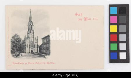 13., sur la place - église paroissiale de Maria Hietzing, carte postale. Carl (Karl) Ledermann jun., Producteur Banque D'Images