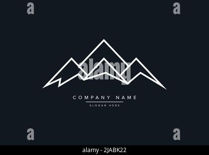 Icône de logo de dessin au trait d'une montagne Illustration de Vecteur