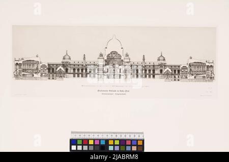 Bâtiment du Parlement à Buda peste. / ConcurProject. - Coupe longue distance. '. Budapest, bâtiment du Parlement, projet concurrentiel, section longitudinale (certains Scizzen vol. 1, Bl. 32). Otto Wagner (1841-1918), architecte Banque D'Images