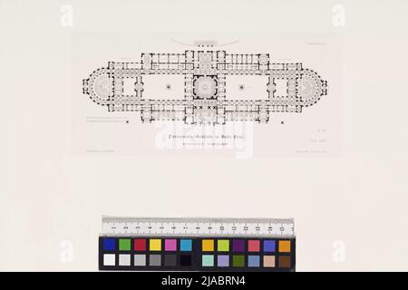 Bâtiment du Parlement à Buda peste. / ConcurProject. - Rez-de-chaussée. '. Budapest, bâtiment du Parlement, projet concurrentiel, étage principal, plan d'étage (quelques Scizzen, vol. 1, fiche 30). Otto Wagner (1841-1918), architecte Banque D'Images