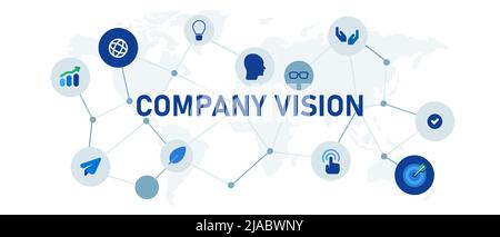 Vision de l'entreprise concept de la future déclaration de mission de l'entreprise interconnecté icône web header format de bannière Illustration de Vecteur