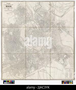 Plan de la ville principale et résidence de Vienne avec toutes les banlieues en 1847. Après les meilleures sources d'aide éditées dans l'Art institution de L. Förster à Vienne '. A. Rötsch, cartographe Banque D'Images