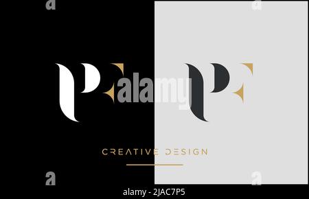 PF, FP, P ou F lettres initiales logo Monogram Vector Template Illustration de Vecteur