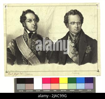 August Longin Fürst von Lobkowitz et Anton Friedrich Graf Mittrowsky de Mittrowitz. Carl Josef Geiger (1822-1905), artiste Banque D'Images