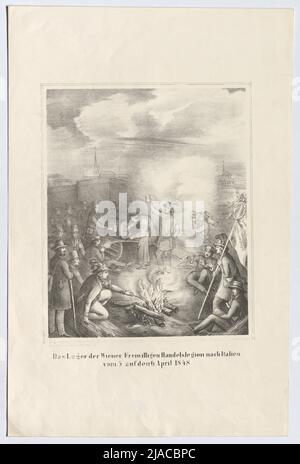 'Le camp de la légion volontaire viennoise en Italie du 5 au 6 avril 1848.'. L. Mossbeck, éditeur Banque D'Images