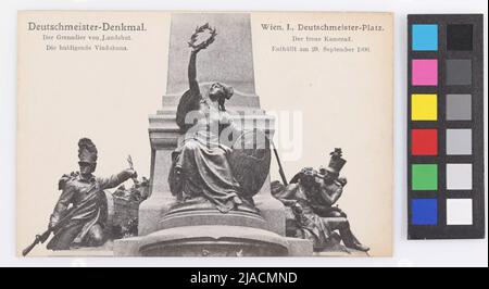 Monument allemand. Vienna I. Deutschmeister-Platz. Le Grenadier de Landshut. La maison Vindobona. Le camarade loyal. Dévoilé le 29 septembre 1906 .. Carl (Karl) Ledermann jun., Producteur Banque D'Images