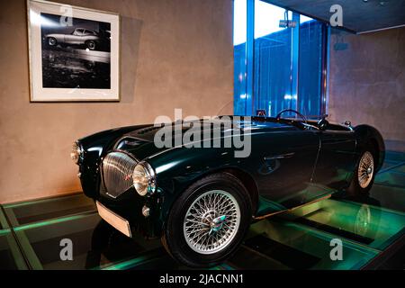 1956 Austin-Healey 100 - voitures rétro dans une exposition au musée Banque D'Images