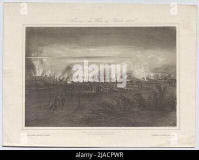 'Vienne dans la nuit les 28th et 29th octobre 1848, / vue par la colline sauf pour la ligne de Matzleinsdorfer.' (De la série 'les ketches de Vienne en octobre 1848.'). Carl Anton Goebel (également Göbel) (1824-1899), lithographique, Johann Rauh (1803-1863), Imprimeur, veuve d'Anton Paterno, maison d'édition Banque D'Images